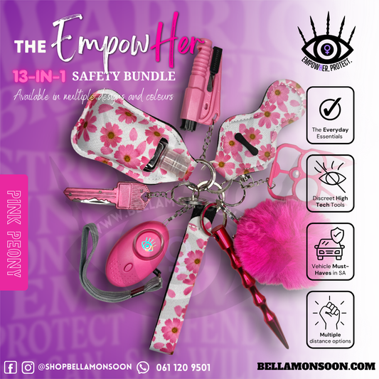 Pink Peony 13-in-1 Safety Keychain
