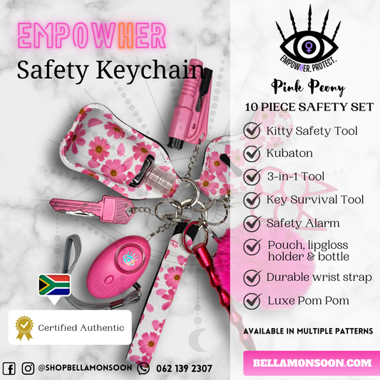 Pink Peony Safety Keychain