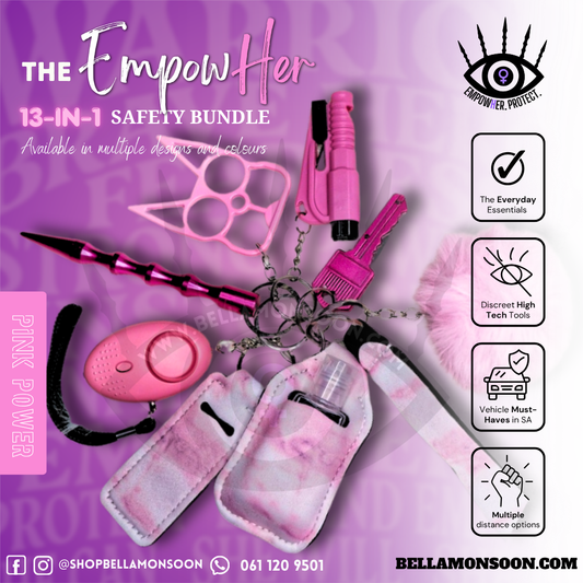 Pink Power 13-in-1 Safety Keychain